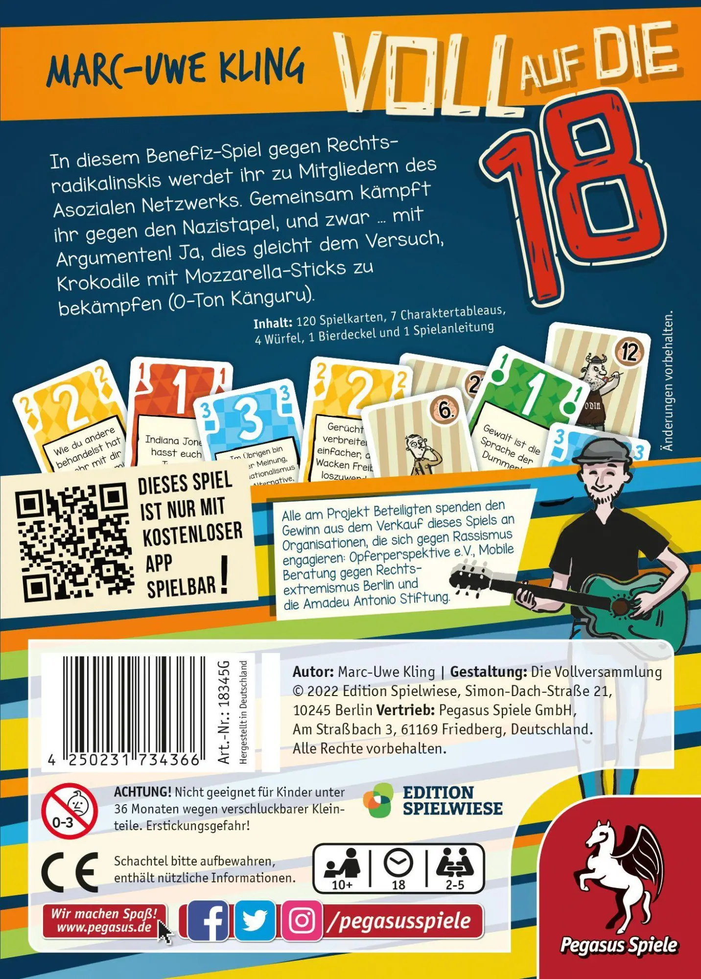 Bild: 4250231734366 | Voll auf die 18 - Das Känguru-Kartenspiel (Edition Spielwiese) | Kling