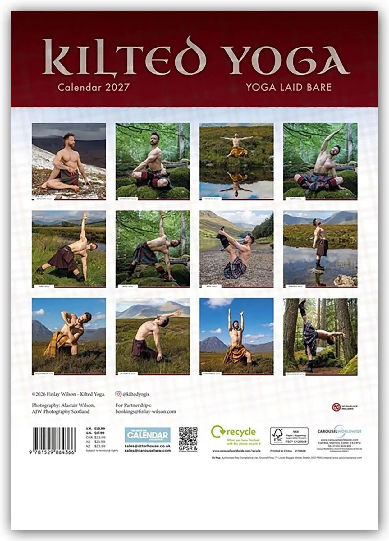 Rückseite: 9781529864366 | Kilted Yoga 2027 - A3-Posterkalender | Carousel | Kalender | 28 S.