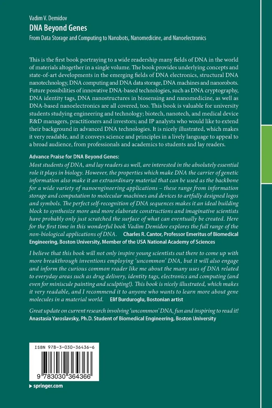 Rückseite: 9783030364366 | DNA Beyond Genes | Vadim V. Demidov | Taschenbuch | xx | Englisch