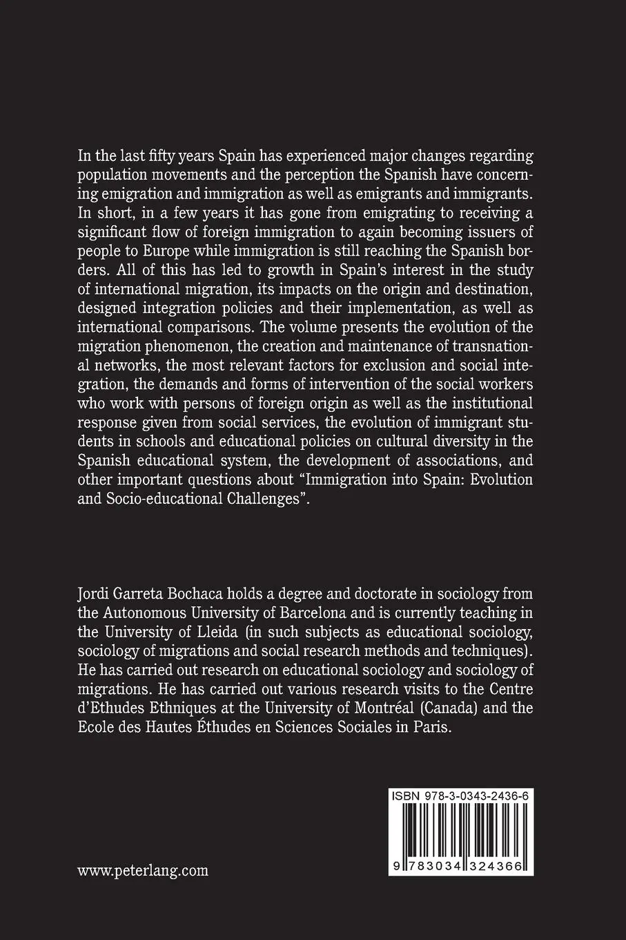 Rückseite: 9783034324366 | Immigration into Spain | Evolution and Socio-educational Challenges