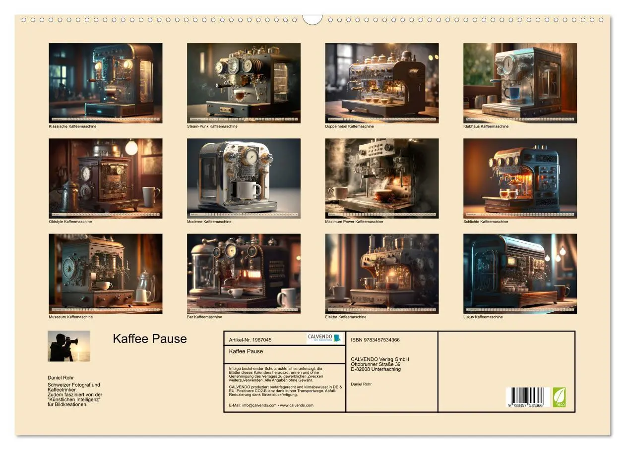 Bild: 9783457534366 | Kaffee Pause (Wandkalender 2026 DIN A2 quer), CALVENDO Monatskalender