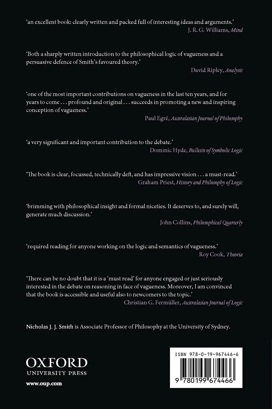 Rückseite: 9780199674466 | Vagueness and Degrees of Truth | Nicholas J. J. Smith | Taschenbuch
