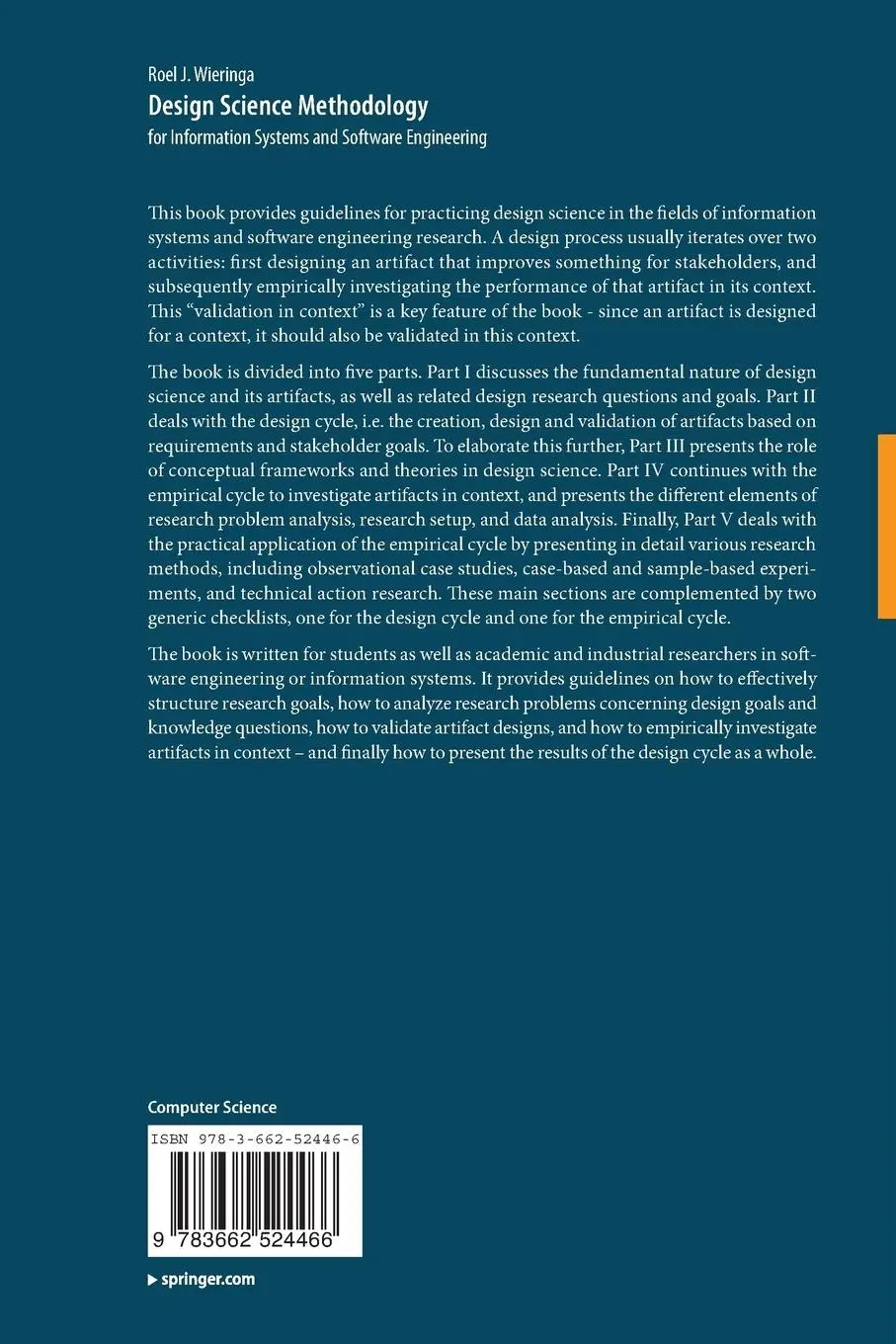 Rückseite: 9783662524466 | Design Science Methodology for Information Systems and Software...
