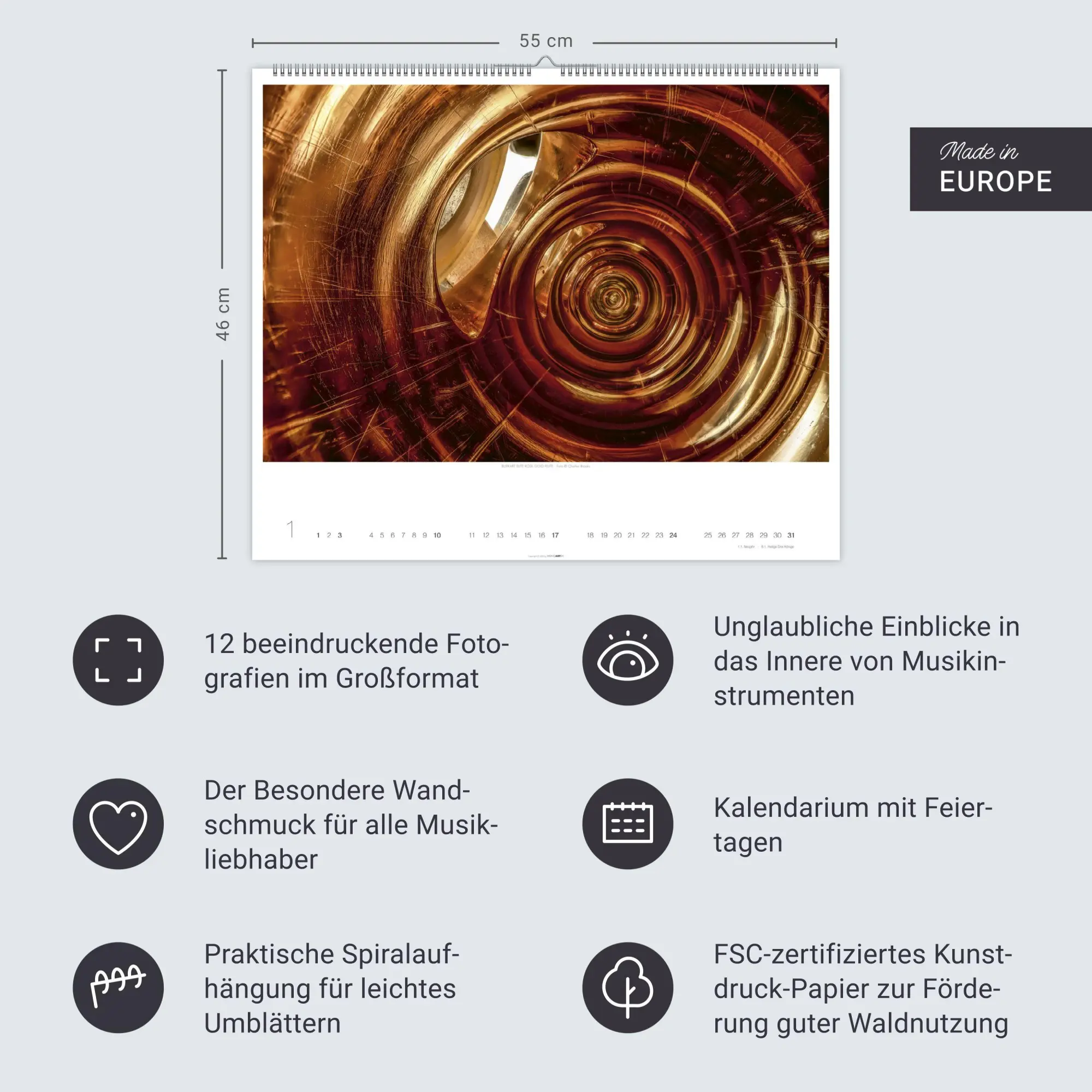 Bild: 9783839904466 | Architecture in Music Kalender 2027 - Musikinstrumente von innen