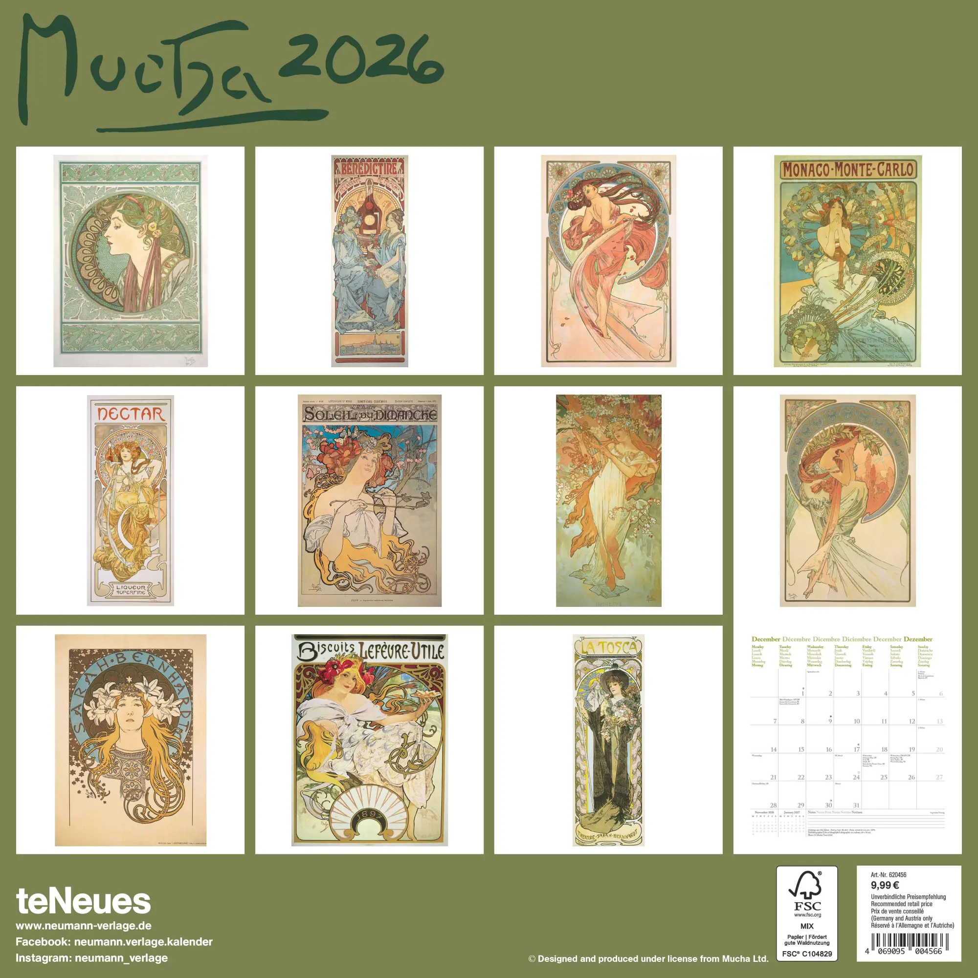 Rückseite: 4069095004566 | Mucha 2026 - Wand-Kalender - Broschüren-Kalender - 30x30 -30x60...