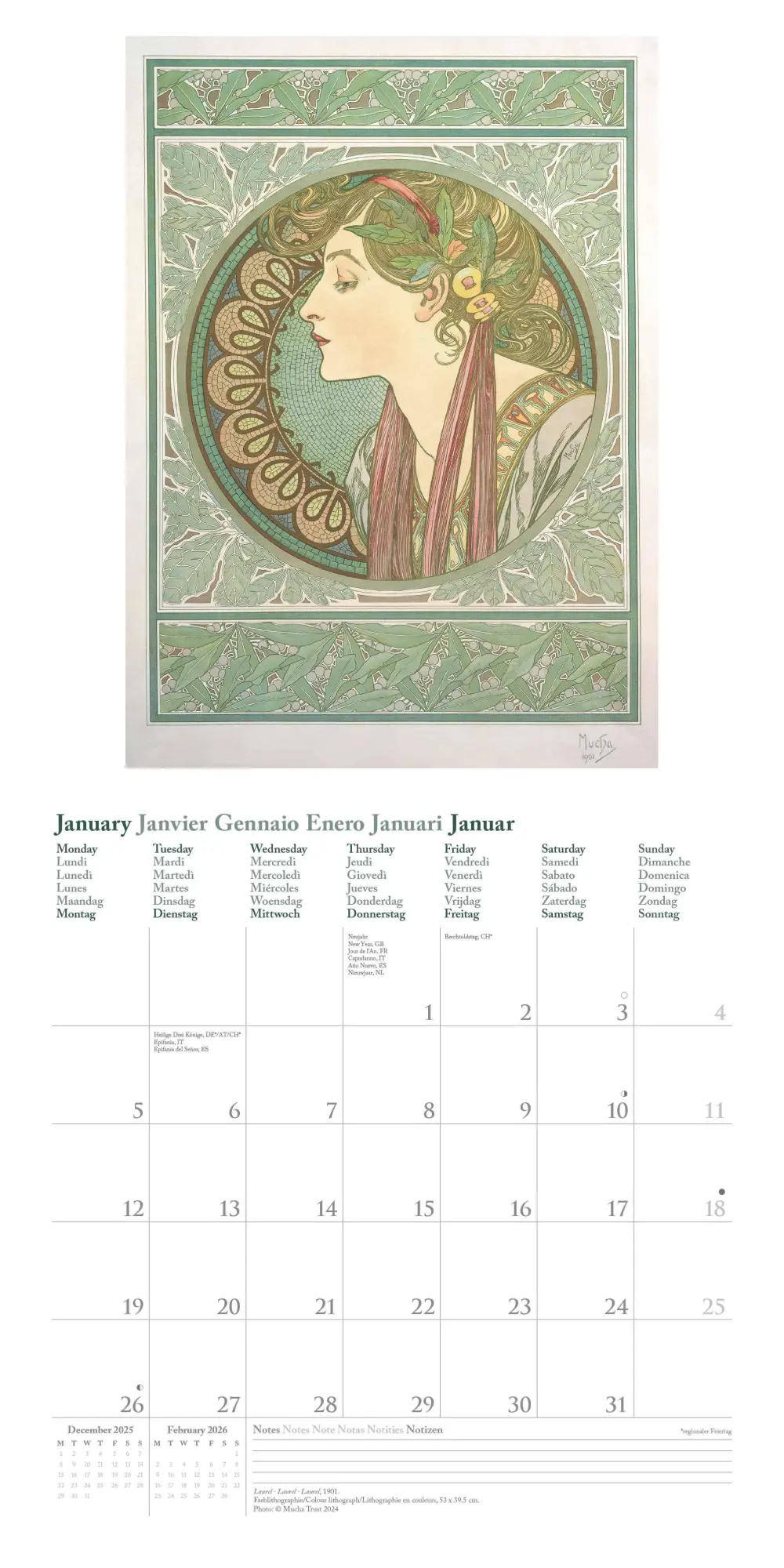 Bild: 4069095004566 | Mucha 2026 - Wand-Kalender - Broschüren-Kalender - 30x30 -30x60...