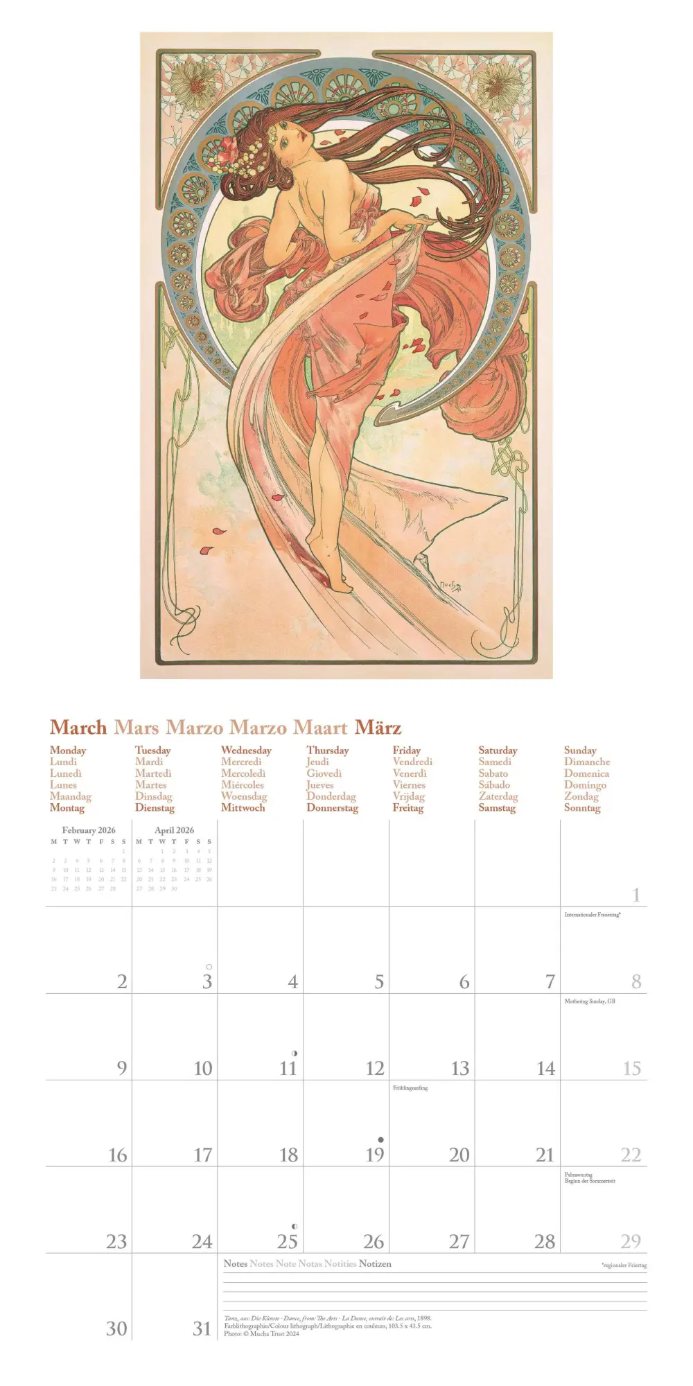 Bild: 4069095004566 | Mucha 2026 - Wand-Kalender - Broschüren-Kalender - 30x30 -30x60...