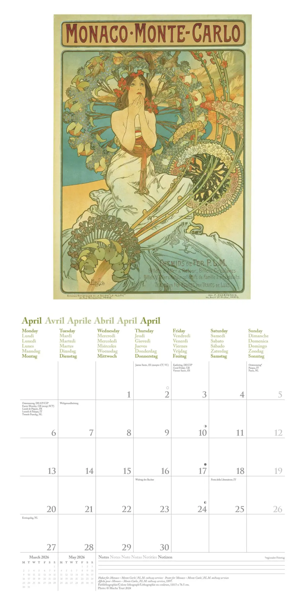 Bild: 4069095004566 | Mucha 2026 - Wand-Kalender - Broschüren-Kalender - 30x30 -30x60...