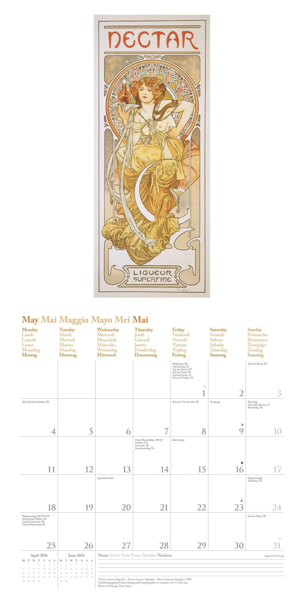 Bild: 4069095004566 | Mucha 2026 - Wand-Kalender - Broschüren-Kalender - 30x30 -30x60...