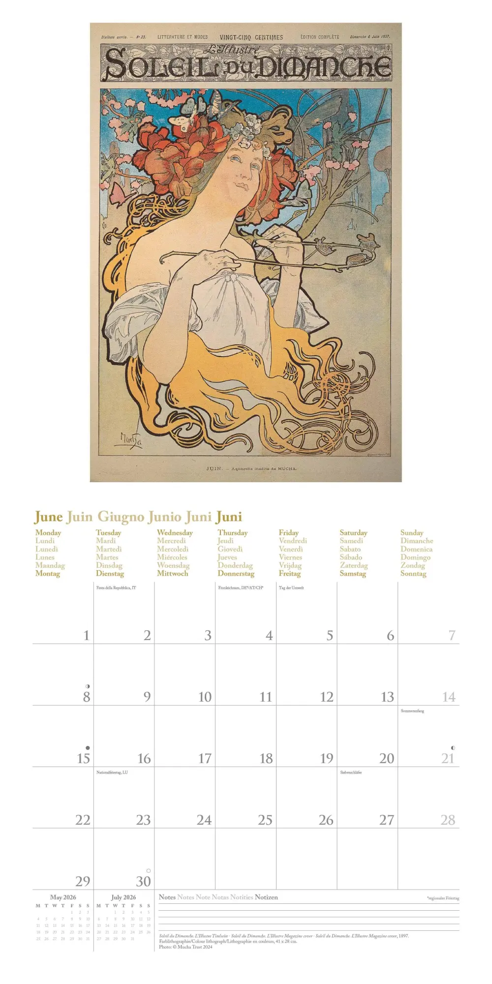 Bild: 4069095004566 | Mucha 2026 - Wand-Kalender - Broschüren-Kalender - 30x30 -30x60...
