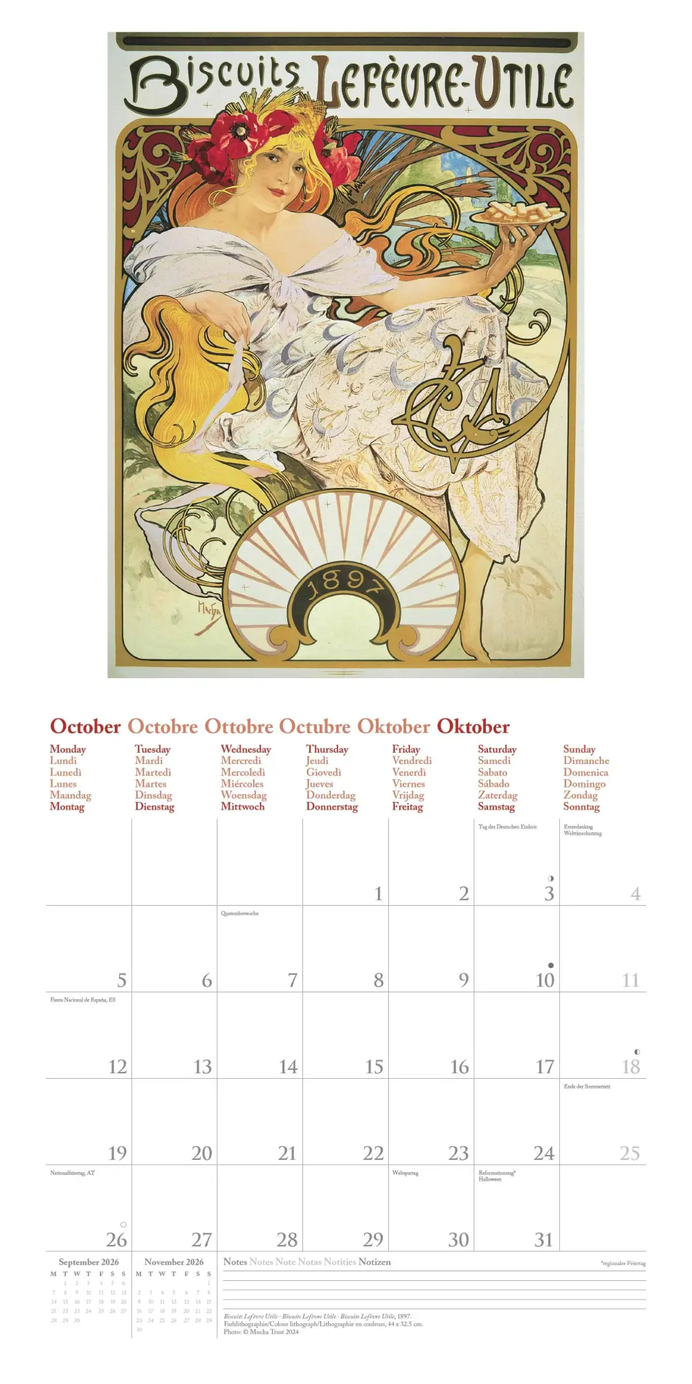 Bild: 4069095004566 | Mucha 2026 - Wand-Kalender - Broschüren-Kalender - 30x30 -30x60...
