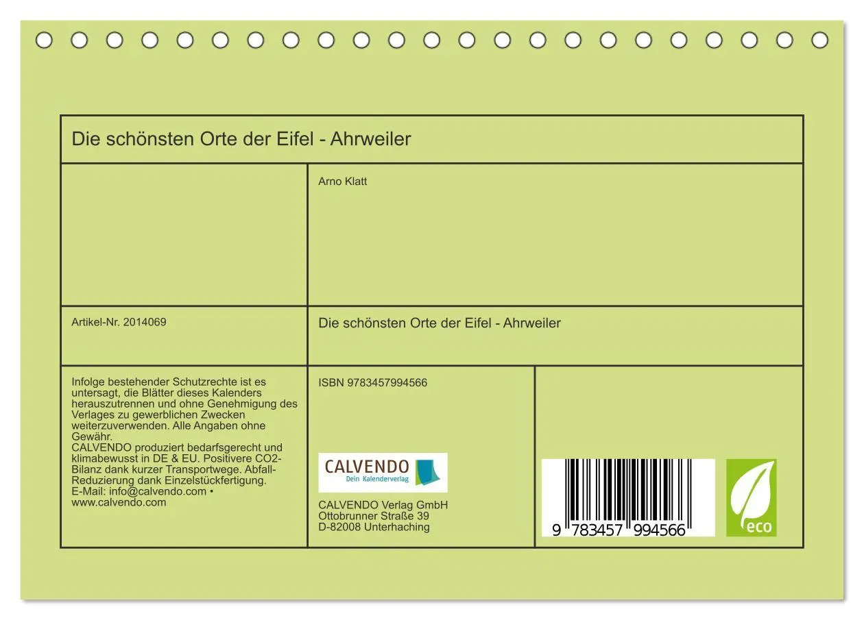 Bild: 9783457994566 | Die schönsten Orte der Eifel - Ahrweiler (Tischkalender 2026 DIN A5...