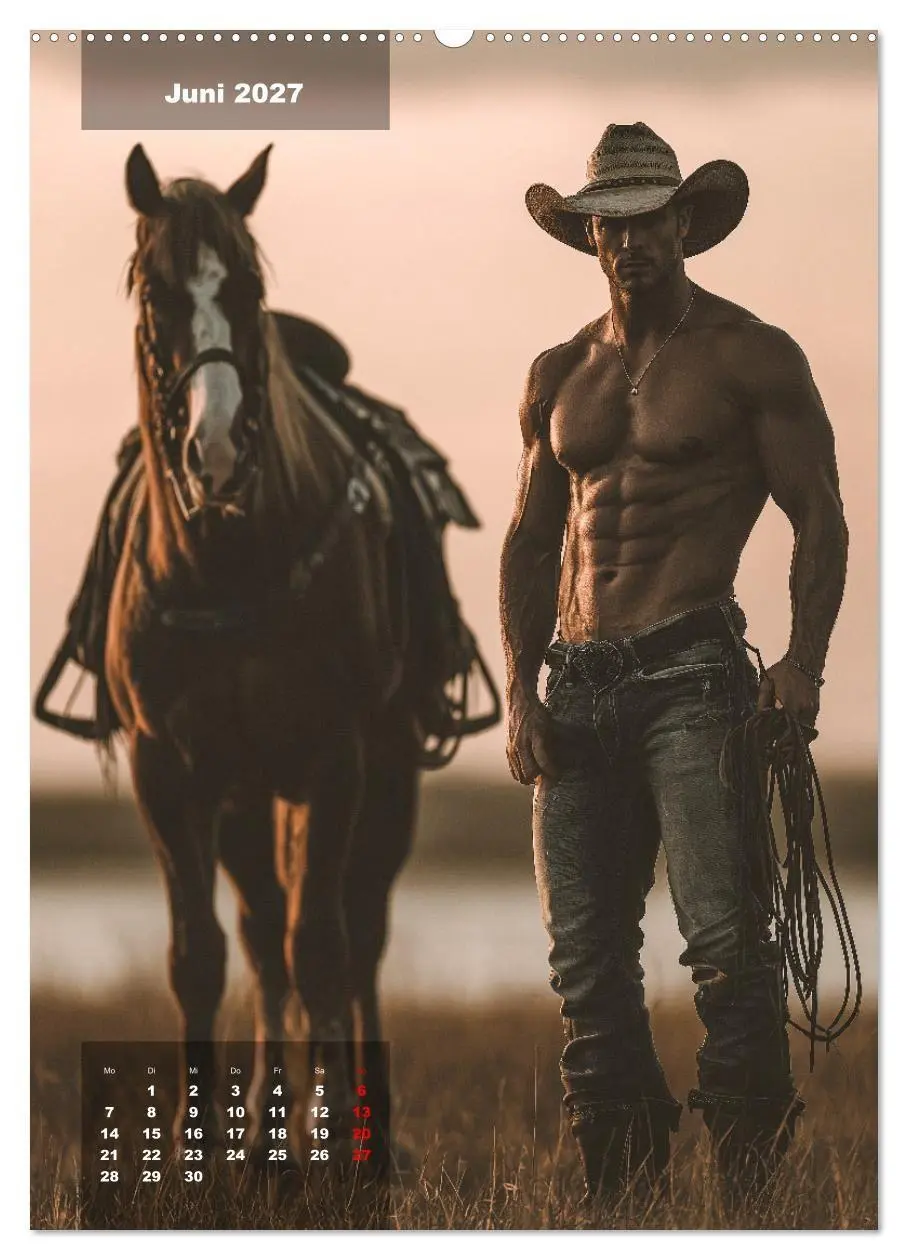 Bild: 9783516914566 | GEILE HENGSTE - Sexy Cowboys mit Ihren Pferden im Männerkalender...