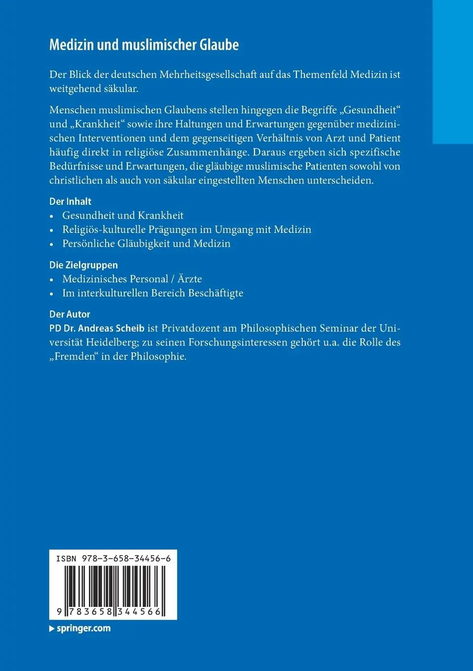 Rückseite: 9783658344566 | Medizin und muslimischer Glaube | Andreas Scheib | Taschenbuch | 2021