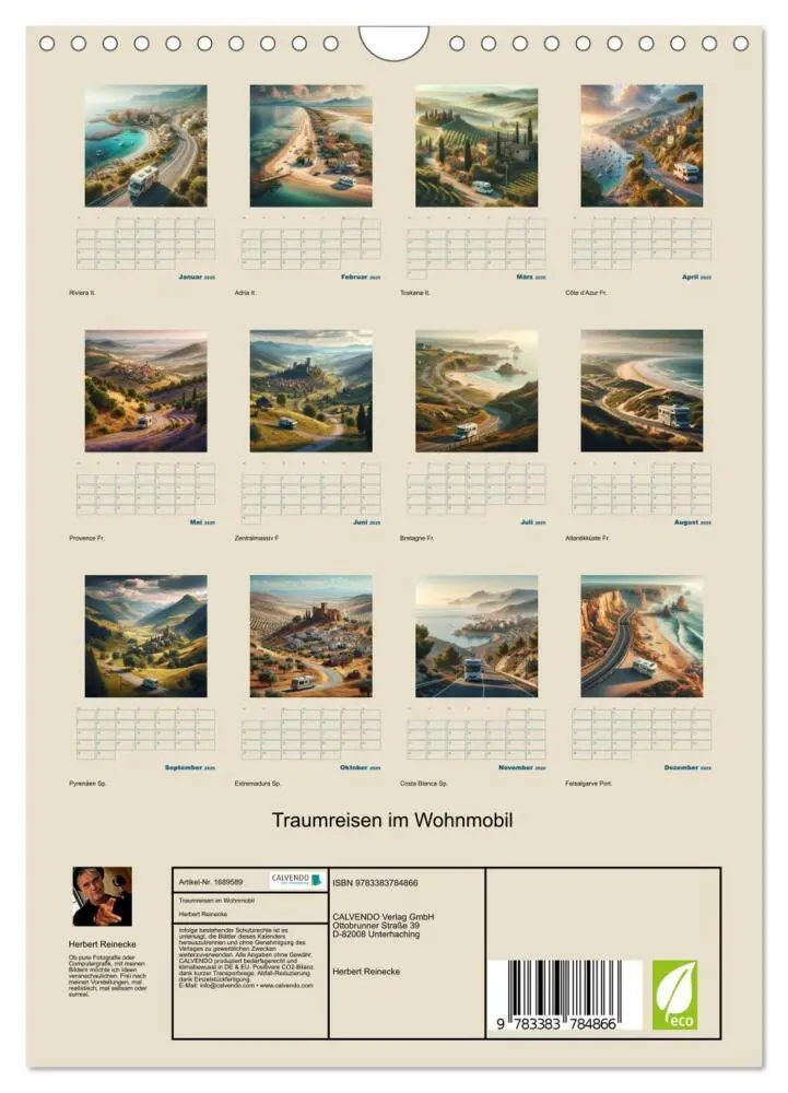 Bild: 9783383784866 | Traumreisen im Wohnmobil (Wandkalender 2025 DIN A4 hoch), CALVENDO...