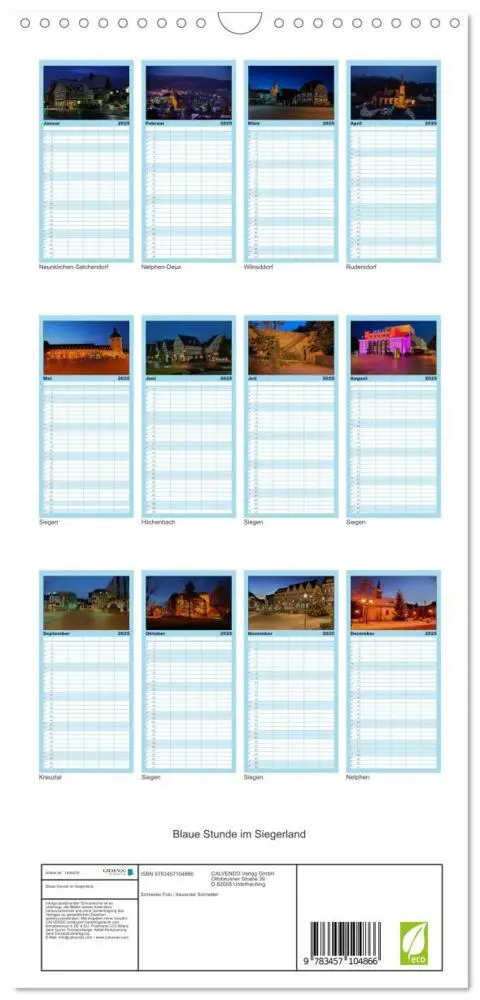 Bild: 9783457104866 | Familienplaner 2025 - Blaue Stunde im Siegerland mit 5 Spalten...