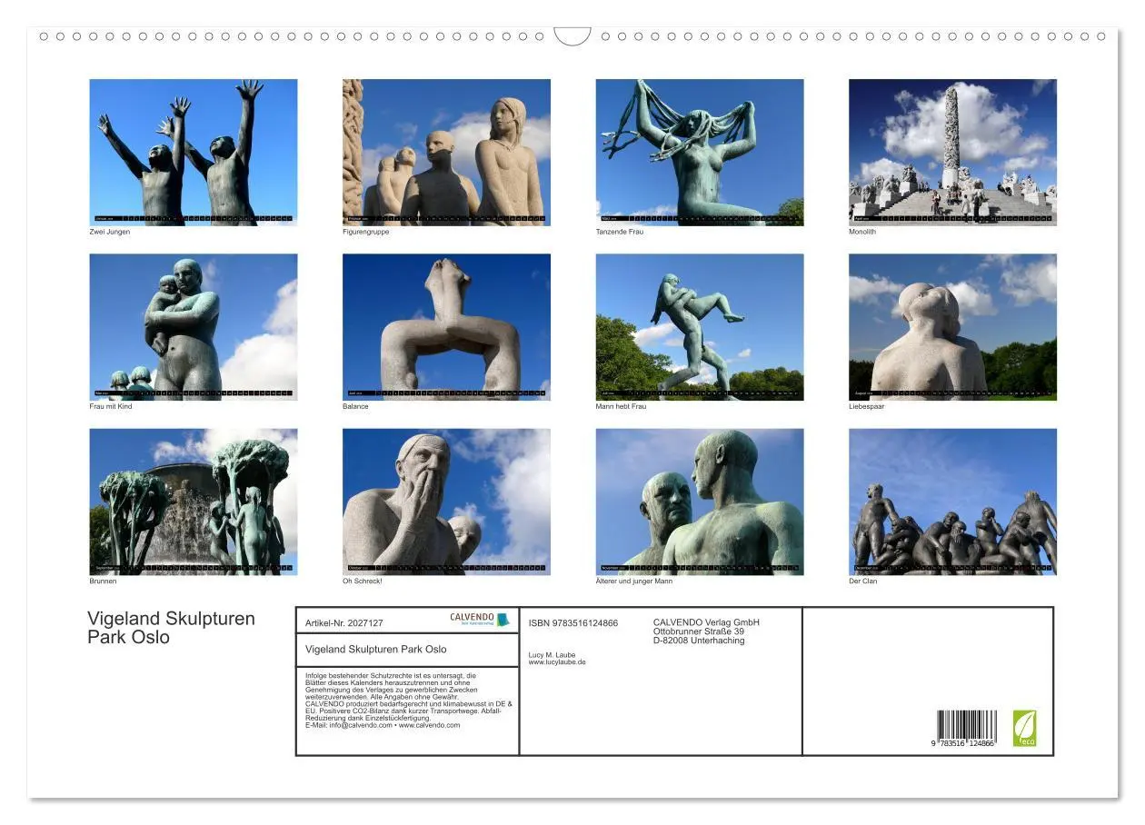 Bild: 9783516124866 | Vigeland Skulpturen Park Oslo (Wandkalender 2026 DIN A2 quer),...