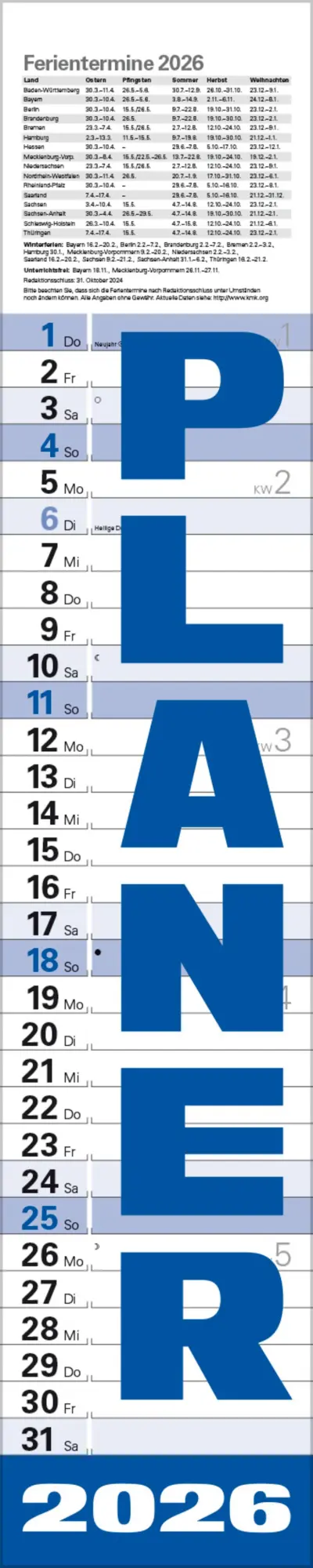 Cover: 9783731884866 | Planer Blau 2026 | Verlag Korsch | Kalender | Spiralbindung | 13 S.