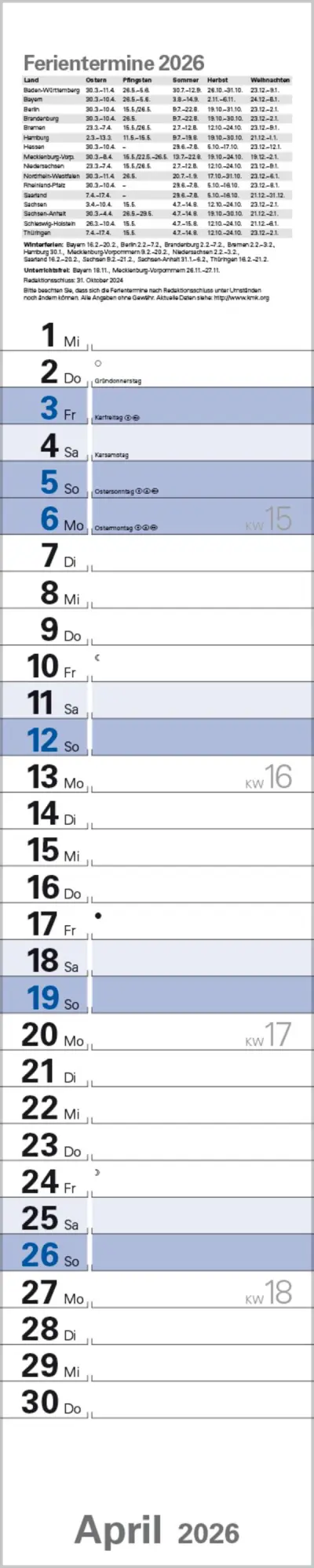 Bild: 9783731884866 | Planer Blau 2026 | Verlag Korsch | Kalender | Spiralbindung | 13 S.