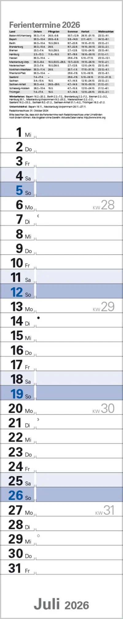 Bild: 9783731884866 | Planer Blau 2026 | Verlag Korsch | Kalender | Spiralbindung | 13 S.