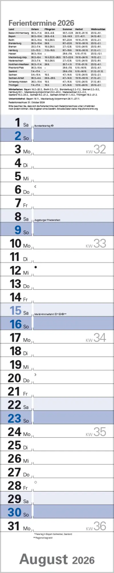 Bild: 9783731884866 | Planer Blau 2026 | Verlag Korsch | Kalender | Spiralbindung | 13 S.