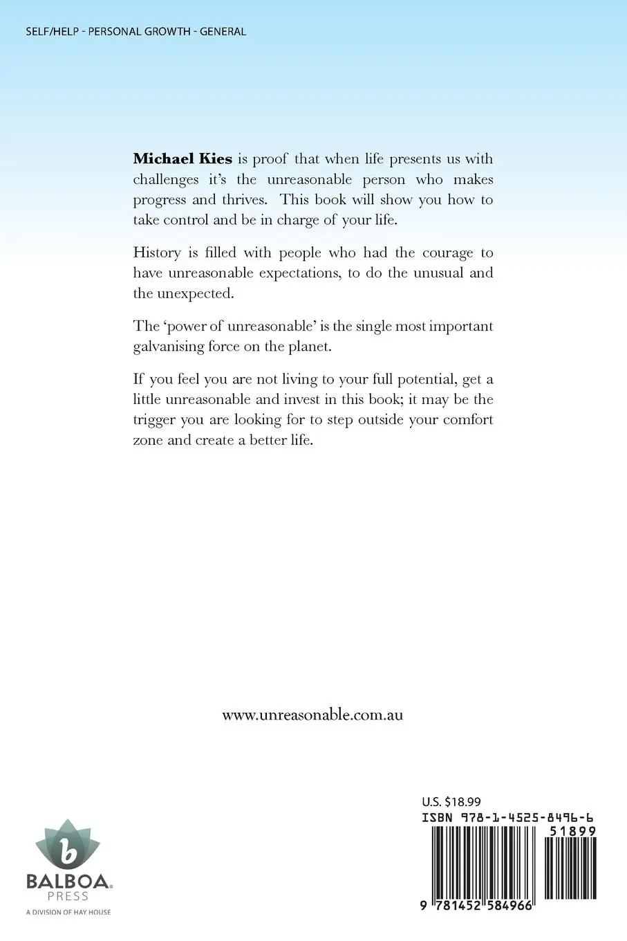 Rückseite: 9781452584966 | Unreasonable! | The power of expectations | Michael Kies | Taschenbuch