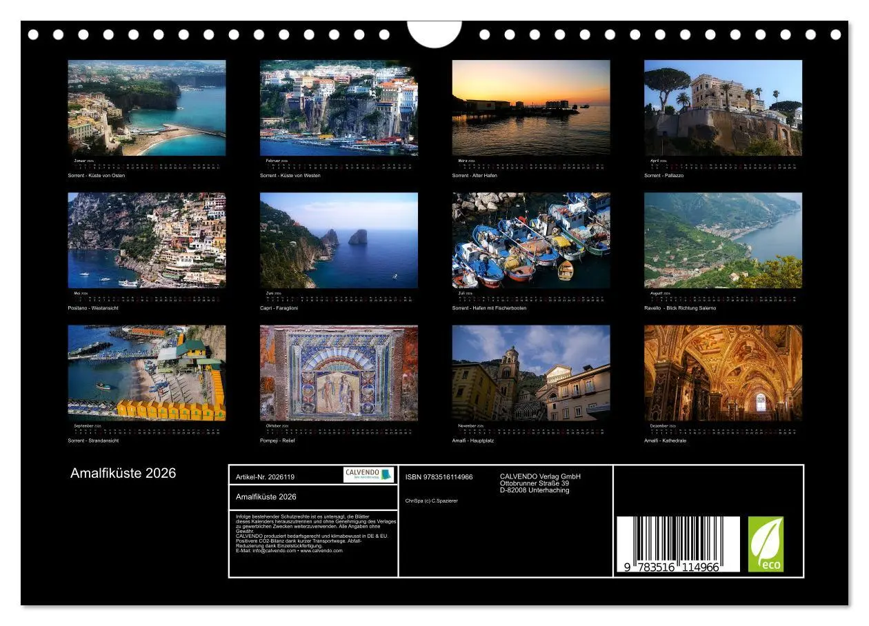 Bild: 9783516114966 | Amalfiküste 2026 (Wandkalender 2026 DIN A4 quer), CALVENDO...