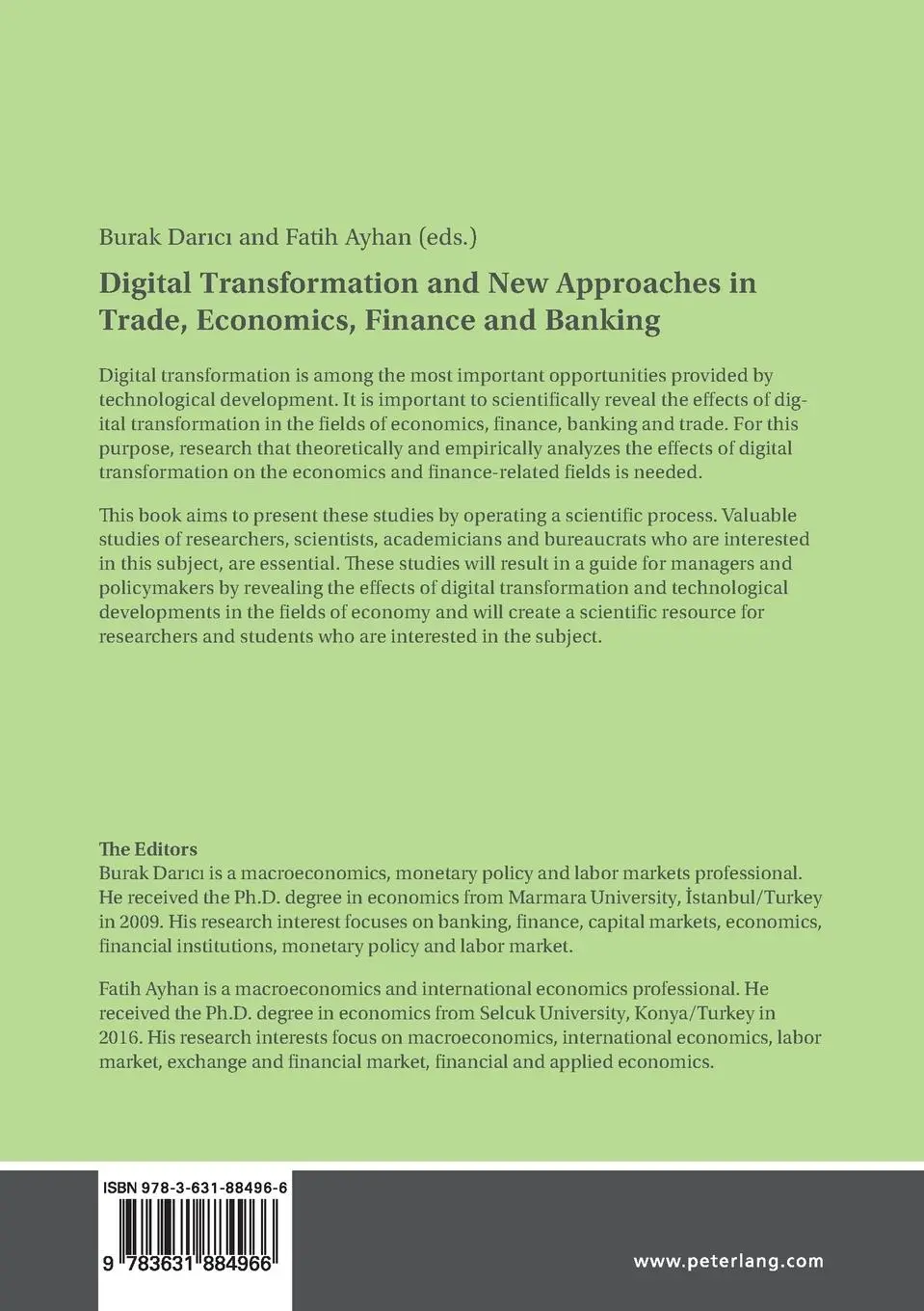Rückseite: 9783631884966 | Digital Transformation and New Approaches in Trade, Economics,...
