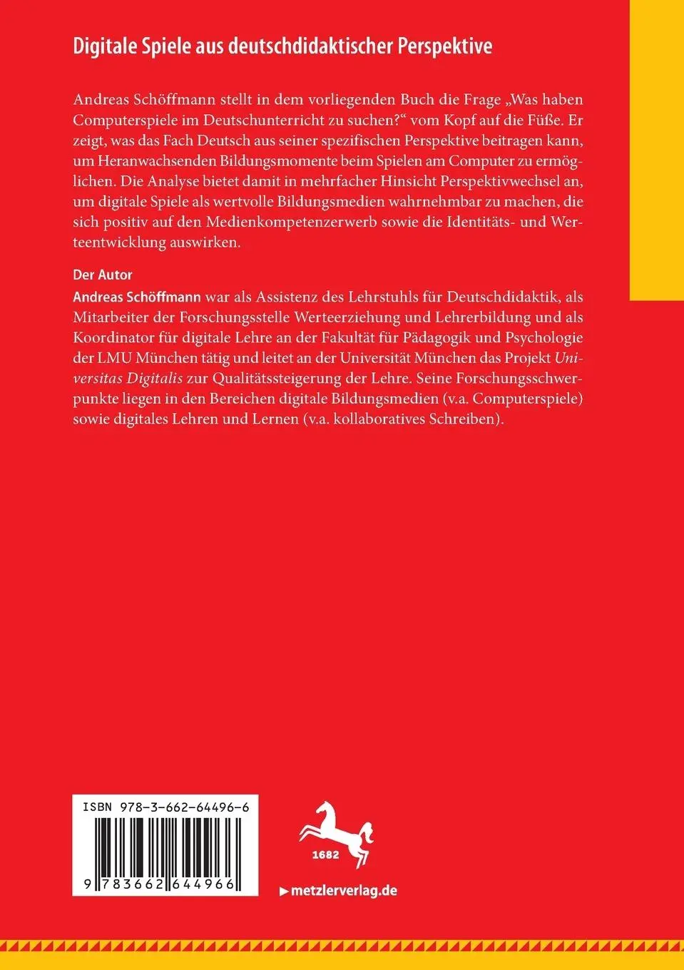 Rückseite: 9783662644966 | Digitale Spiele aus deutschdidaktischer Perspektive | Schöffmann | XII
