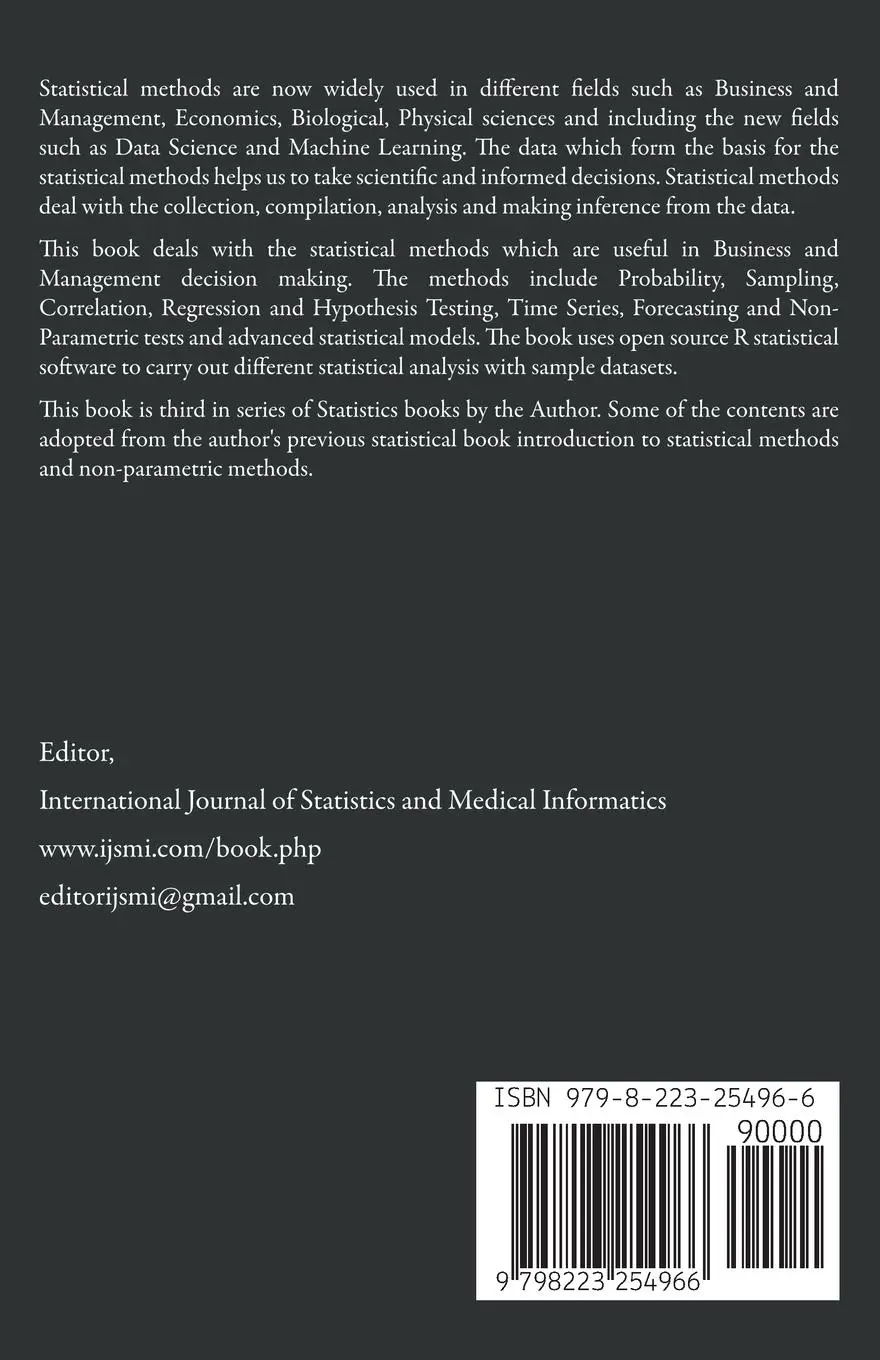 Rückseite: 9798223254966 | Introduction To Business Statistics Through R Software | Editor Ijsmi