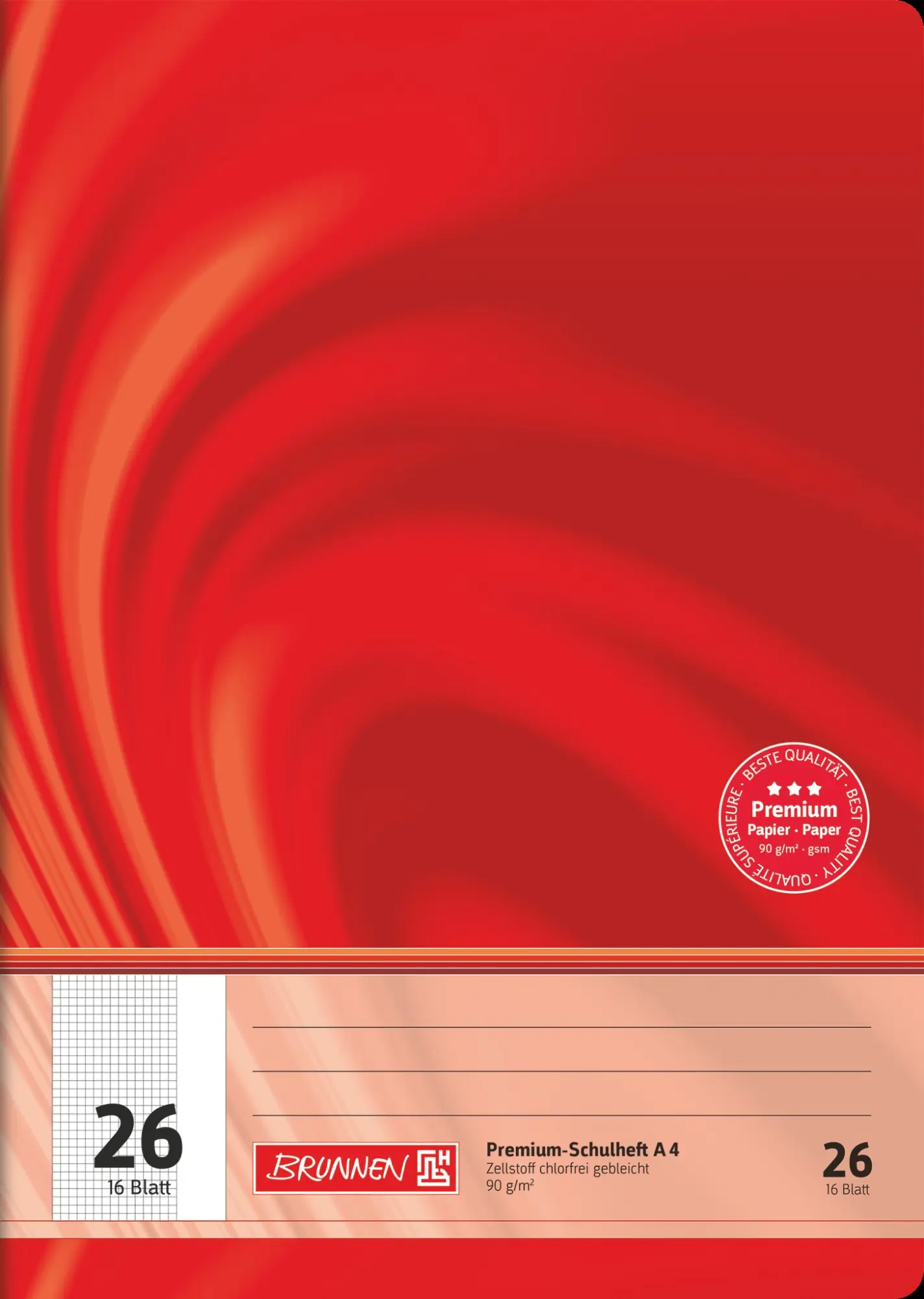 Cover: 4003273575066 | Brunnen Schulheft Premium Vivendi A4, Lineatur 26, 16 Blatt, rot