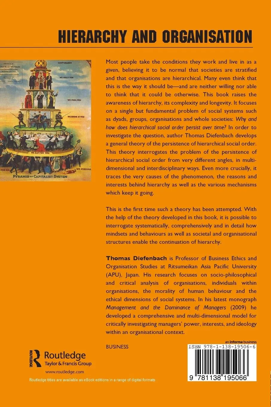 Rückseite: 9781138195066 | Hierarchy and Organisation | Thomas Diefenbach | Taschenbuch | 2015