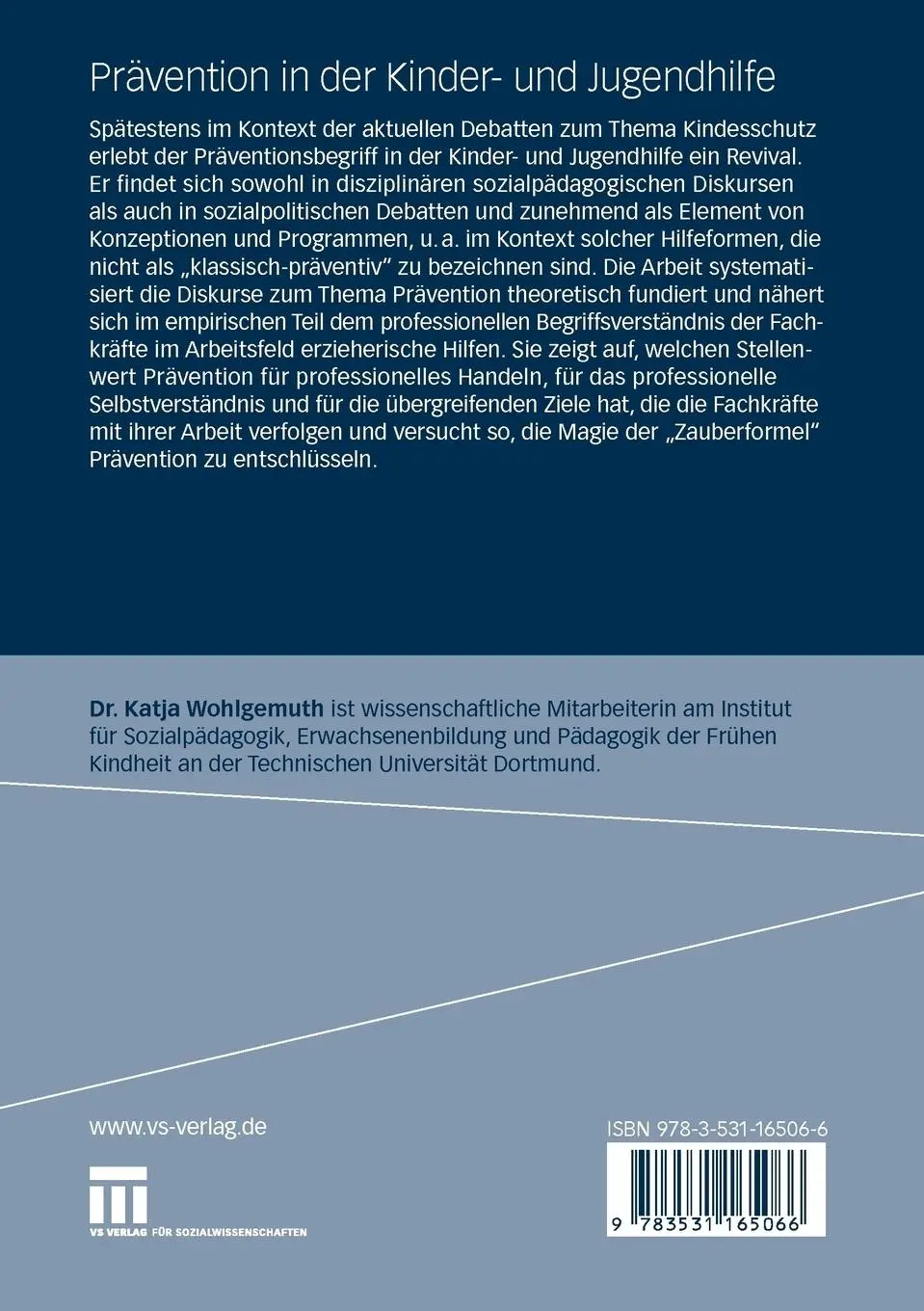 Rückseite: 9783531165066 | Prävention in der Kinder- und Jugendhilfe | Katja Wohlgemuth | Buch