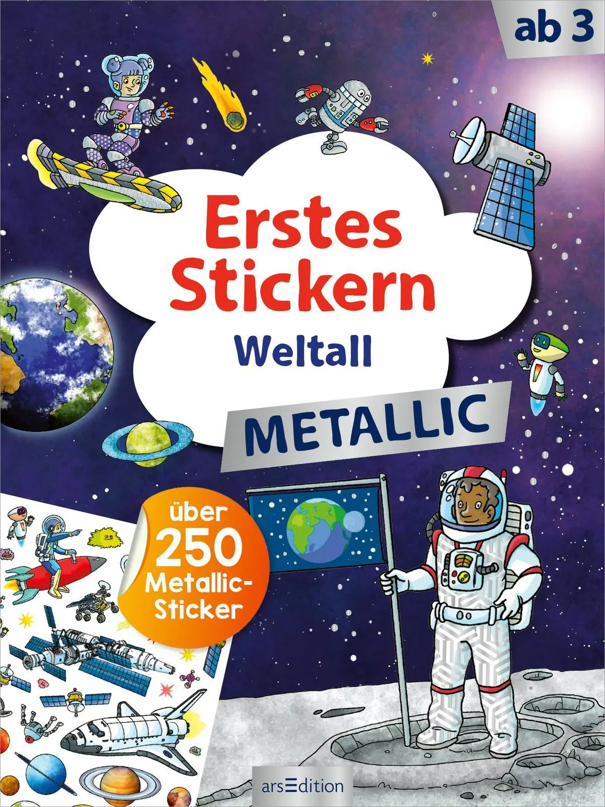 Bild: 9783845855066 | Erstes Stickern Metallic - Weltall | Über 250 Metallic-Sticker | 40 S.