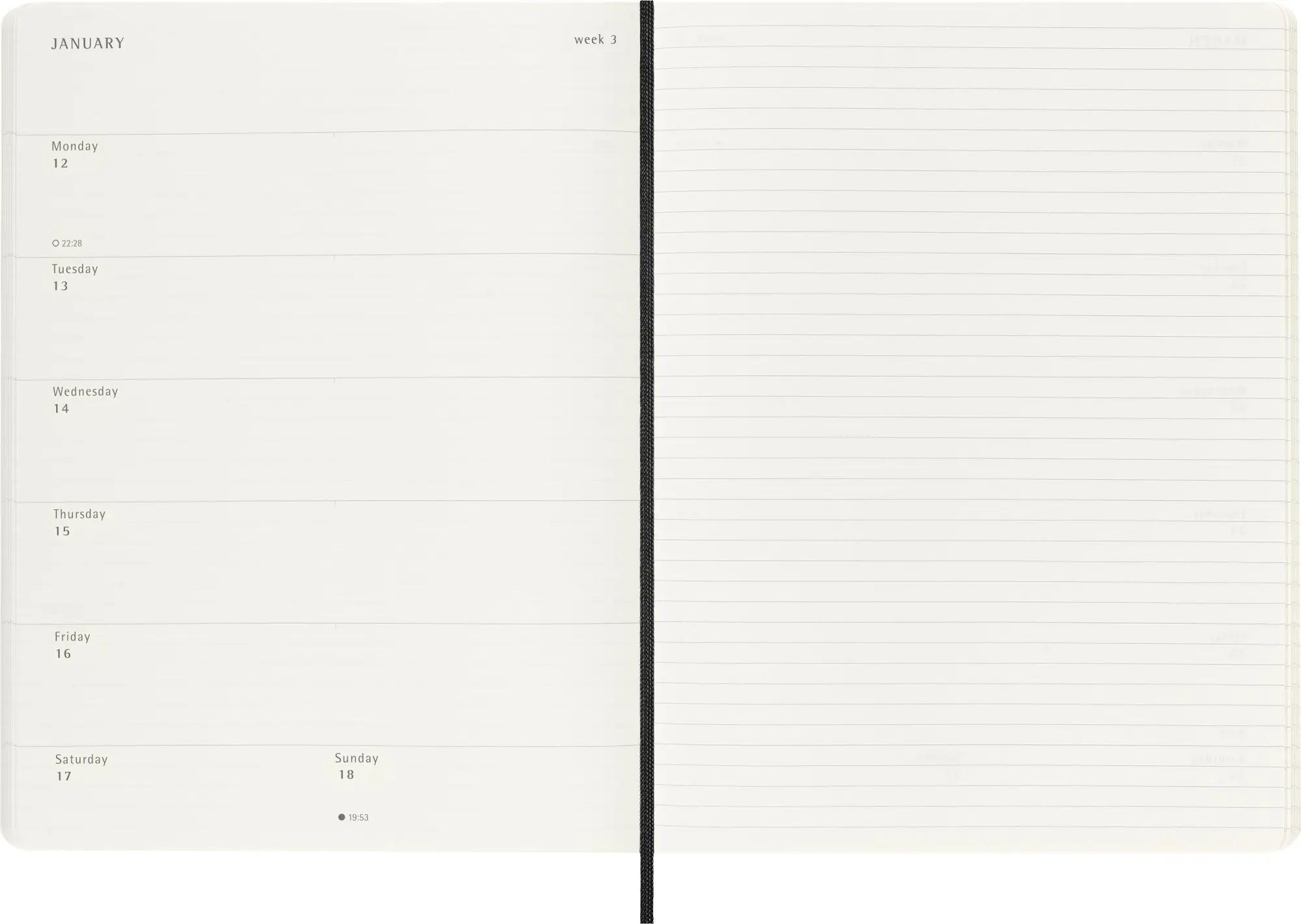 Bild: 8056999275266 | Moleskine 12 Monate Wochen Notizkalender 2026, XL, 1 Wo = 1 Seite,...