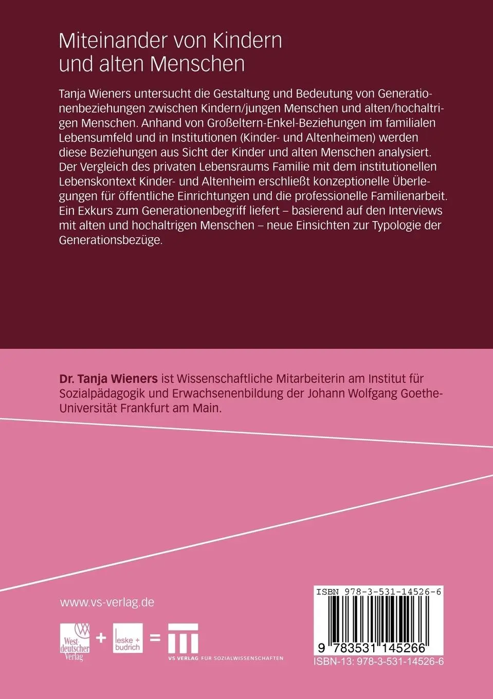 Rückseite: 9783531145266 | Miteinander von Kindern und alten Menschen | Tanja Wieners | Buch