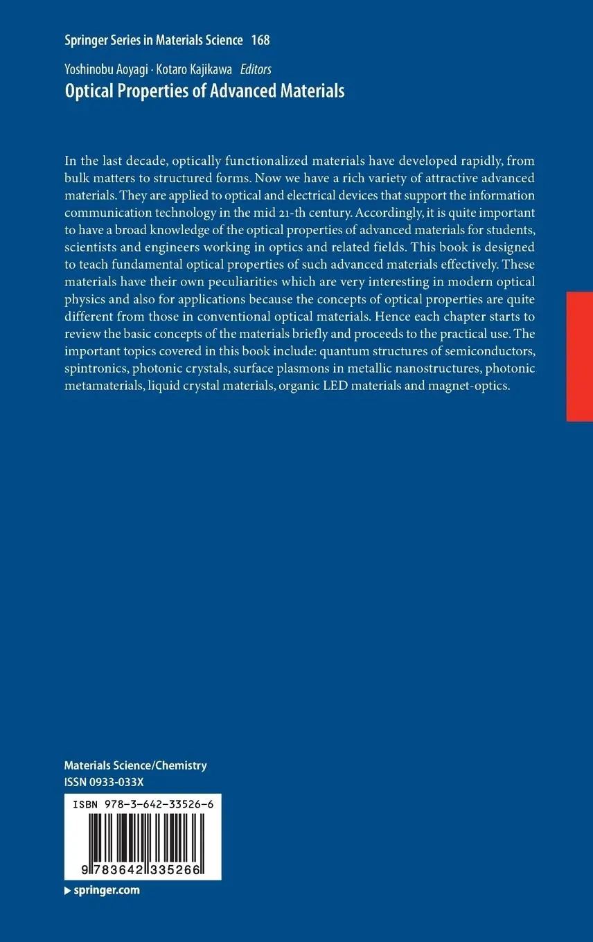 Rückseite: 9783642335266 | Optical Properties of Advanced Materials | Kotaro Kajikawa (u. a.)