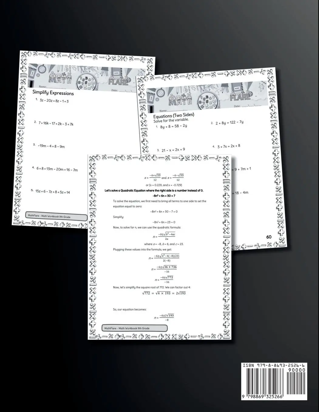Rückseite: 9798869325266 | MathFlare - Math Workbook 9th Grade | Mathflare Publishing | Buch