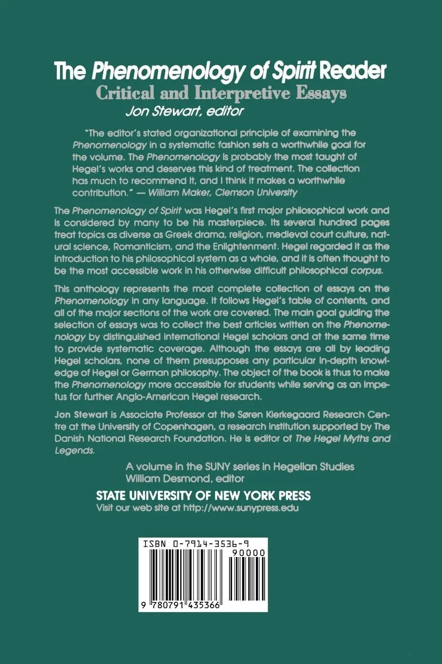 Rückseite: 9780791435366 | The Phenomenology of Spirit Reader | Critical and Interpretive Essays