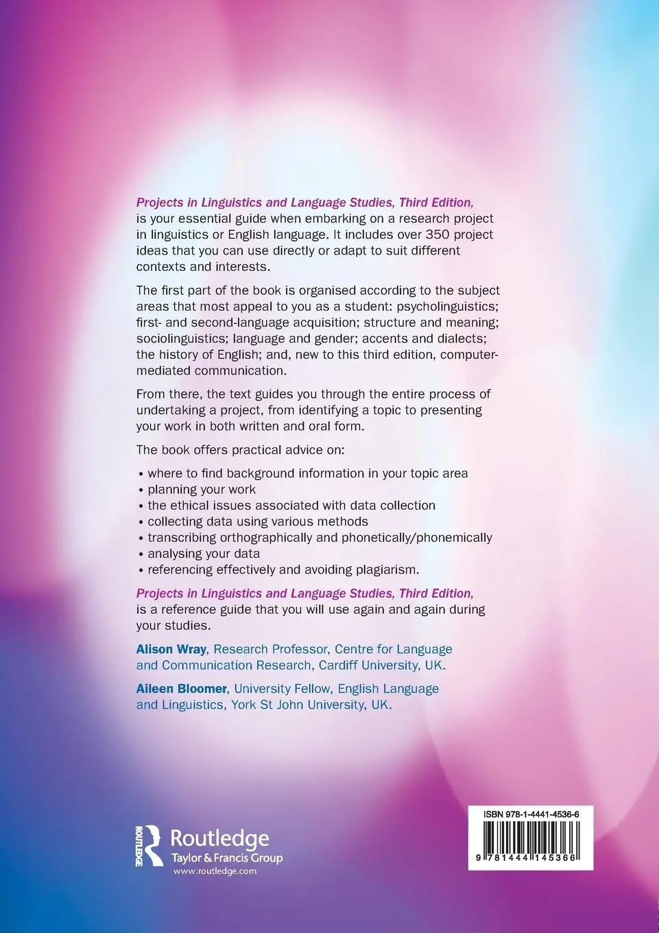 Rückseite: 9781444145366 | Projects in Linguistics and Language Studies | Alison Wray (u. a.)