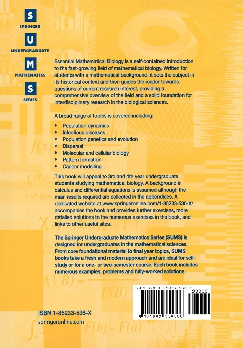 Rückseite: 9781852335366 | Essential Mathematical Biology | Nicholas F. Britton | Taschenbuch