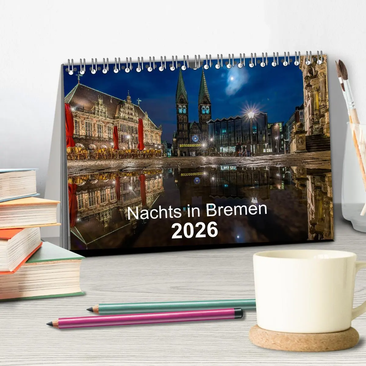 Bild: 9783457745366 | Nachts in Bremen (Tischkalender 2026 DIN A5 quer), CALVENDO...