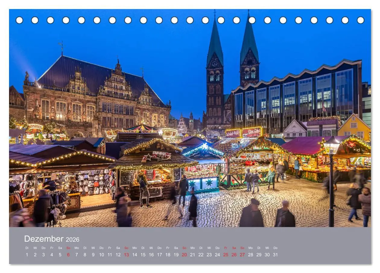 Bild: 9783457745366 | Nachts in Bremen (Tischkalender 2026 DIN A5 quer), CALVENDO...