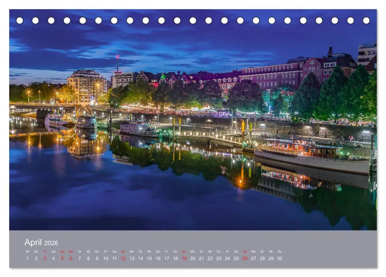 Bild: 9783457745366 | Nachts in Bremen (Tischkalender 2026 DIN A5 quer), CALVENDO...