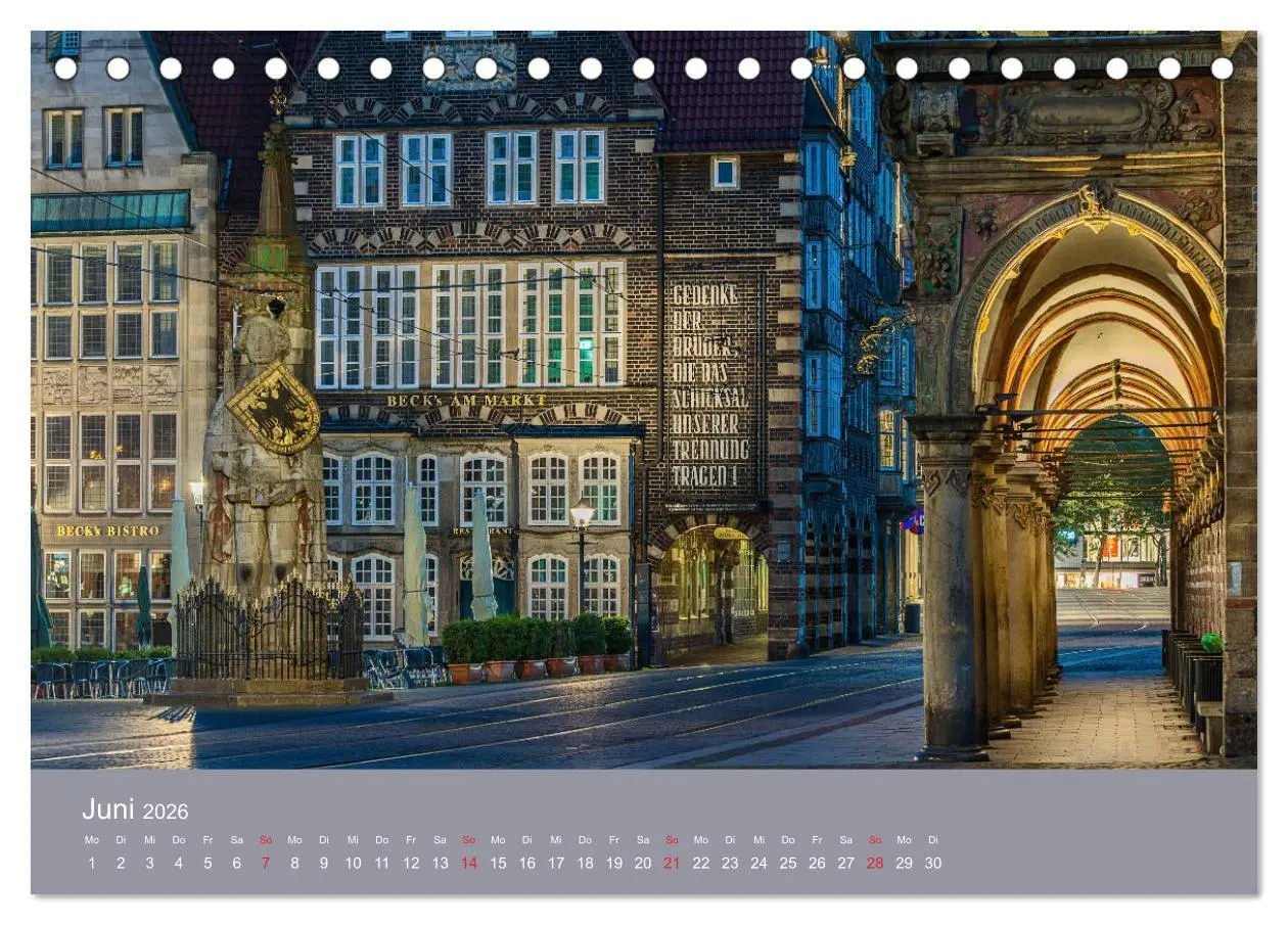 Bild: 9783457745366 | Nachts in Bremen (Tischkalender 2026 DIN A5 quer), CALVENDO...
