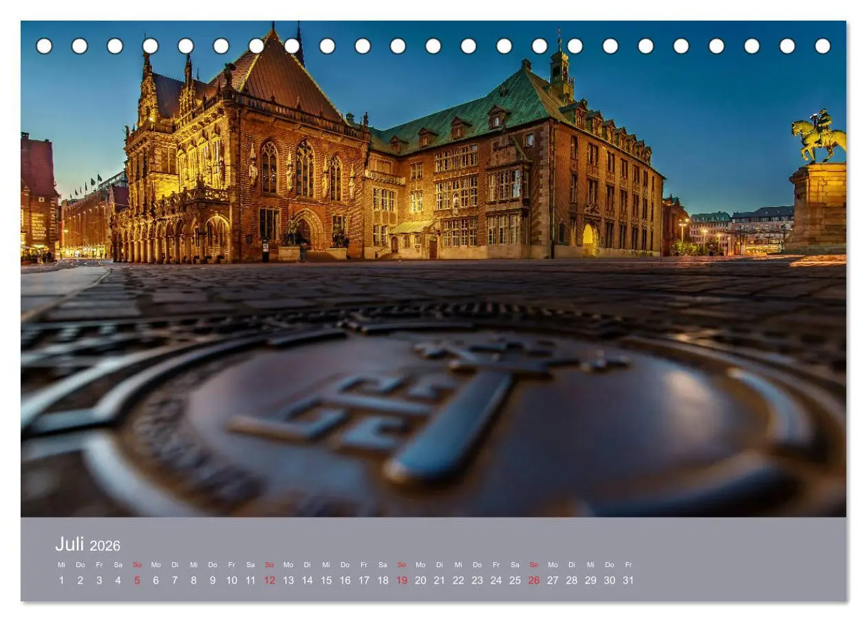 Bild: 9783457745366 | Nachts in Bremen (Tischkalender 2026 DIN A5 quer), CALVENDO...