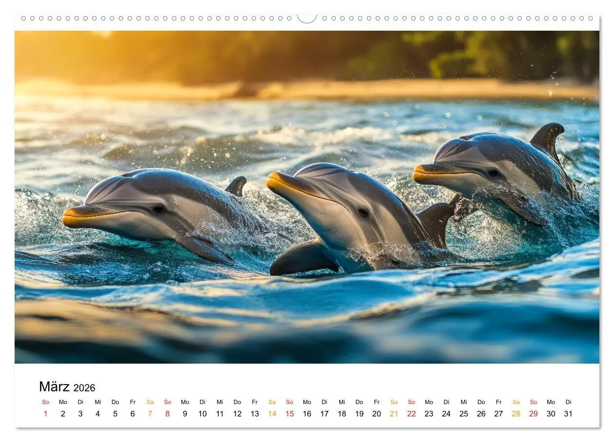 Bild: 9783516215366 | Delfine - Wellen Künstler (hochwertiger Premium Wandkalender 2026...