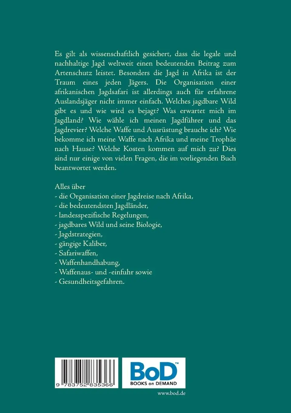 Rückseite: 9783752835366 | Jagen in Afrika | Handbuch und praktischer Ratgeber | Hans Röhlink