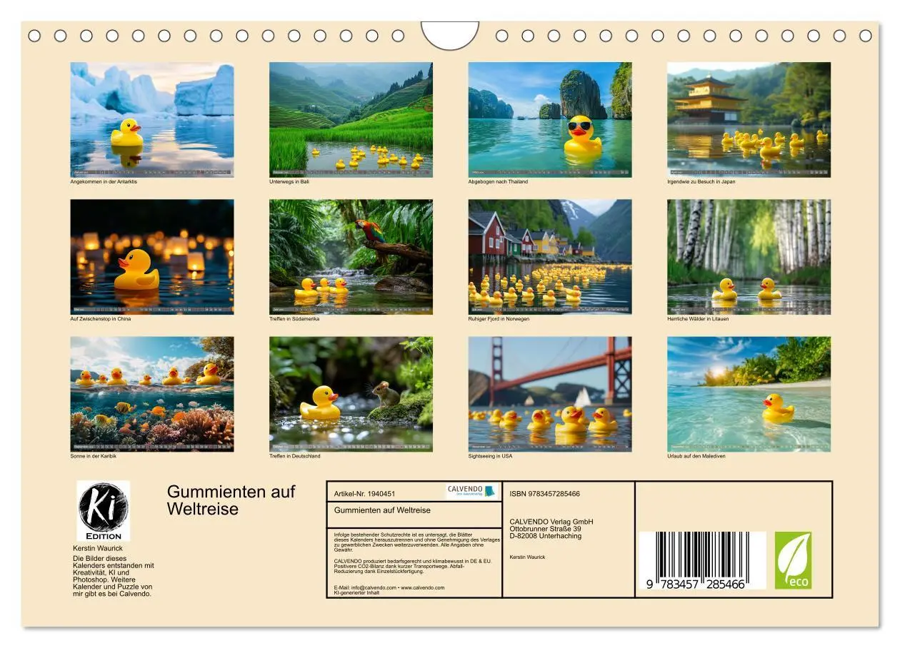 Bild: 9783457285466 | Gummienten auf Weltreise (Wandkalender 2026 DIN A4 quer), CALVENDO...