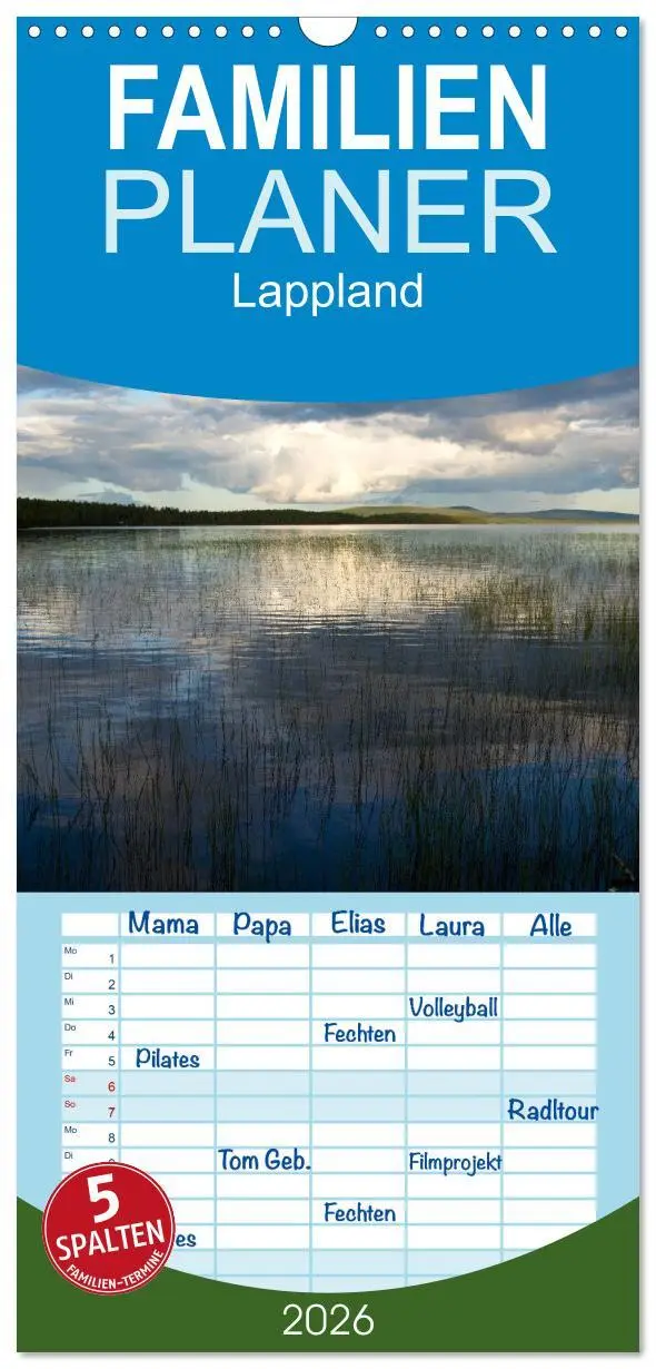 Cover: 9783516515466 | Familienplaner 2026 - Lappland mit 5 Spalten (Wandkalender, 21 x 45...